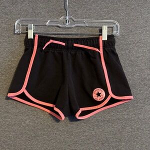 Converse Girls Athletic Shorts in Black with Pink Trim